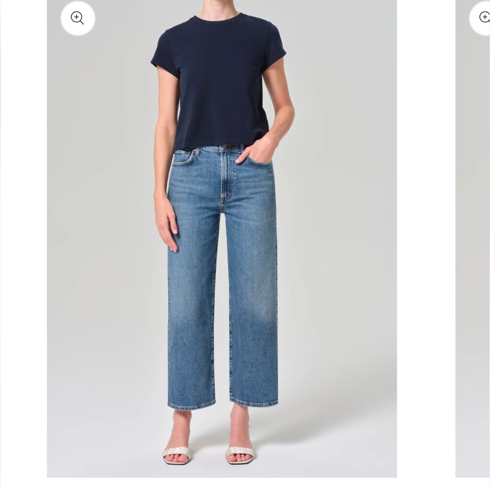 NWT Agolde Haper Crop mid rise relaxed straight jeans in Moor fade. Size 28